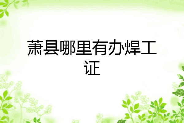 萧县哪里有办焊工证