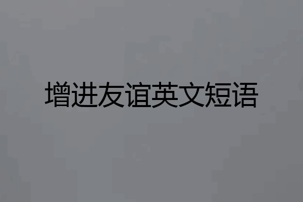 增进友谊英文短语