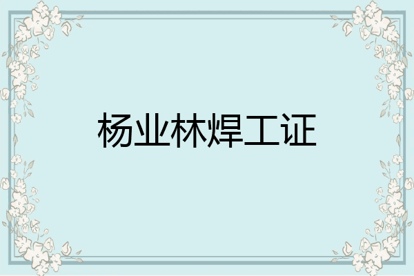 杨业林焊工证