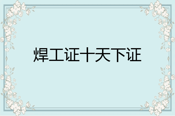 焊工证十天下证