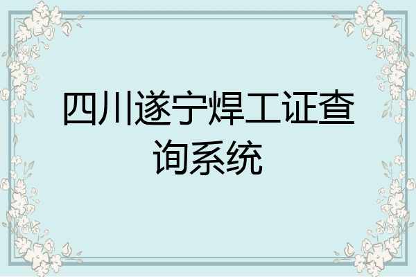 四川遂宁焊工证查询系统