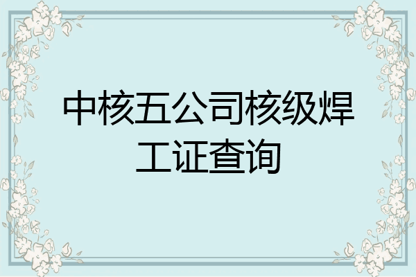 中核五公司核级焊工证查询
