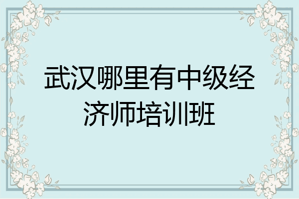 武汉哪里有中级经济师培训班