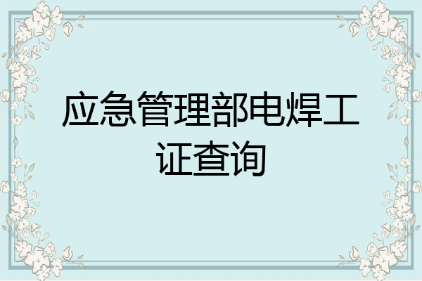 应急管理部电焊工证查询