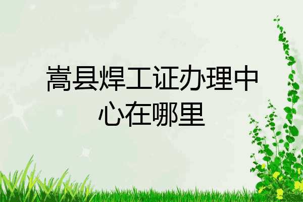 嵩县焊工证办理中心在哪里
