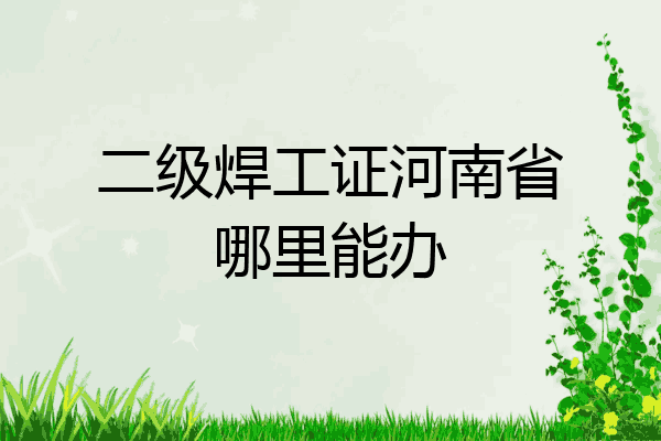二级焊工证河南省哪里能办