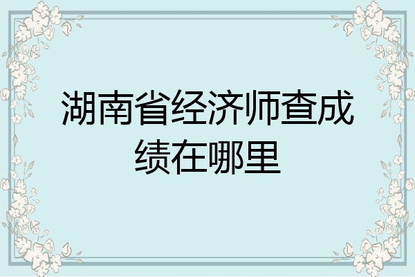 湖南省经济师查成绩在哪里