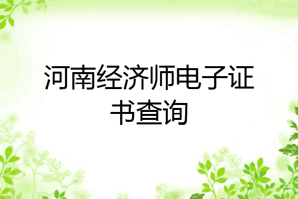 河南经济师电子证书查询