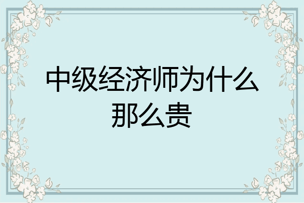 中级经济师为什么那么贵