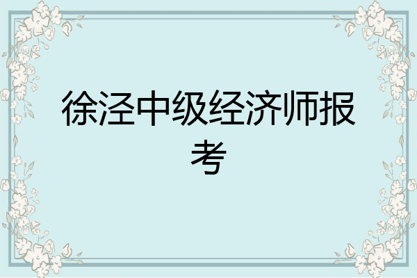 徐泾中级经济师报考
