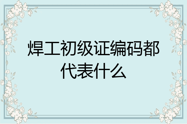焊工初级证编码都代表什么