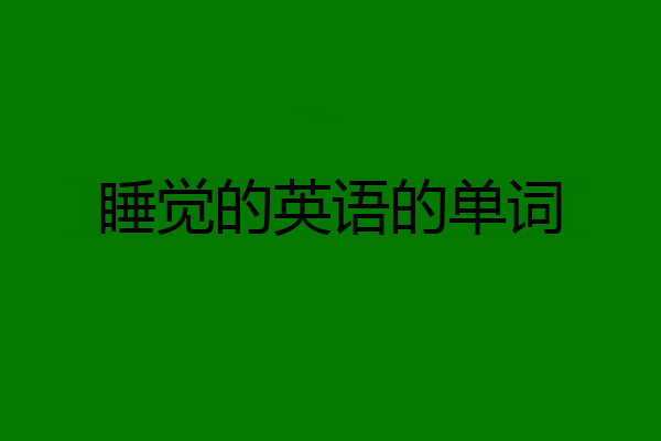 睡觉的英语的单词