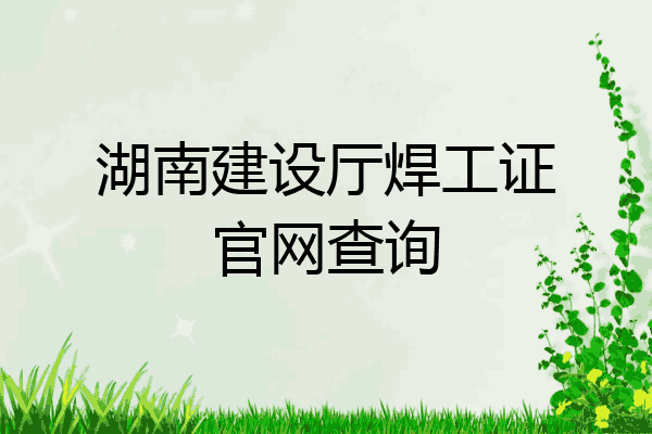 湖南建设厅焊工证官网查询