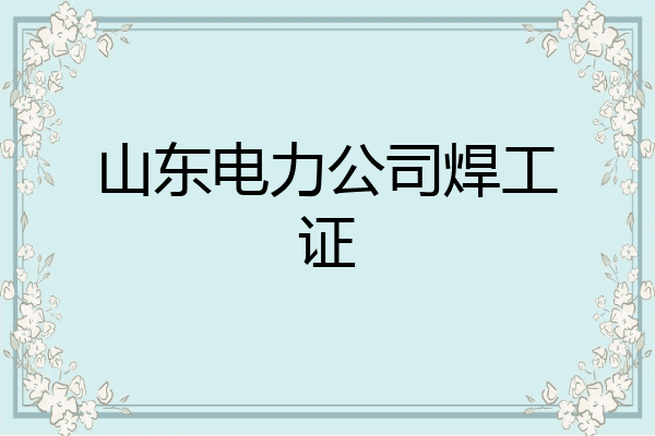 山东电力公司焊工证