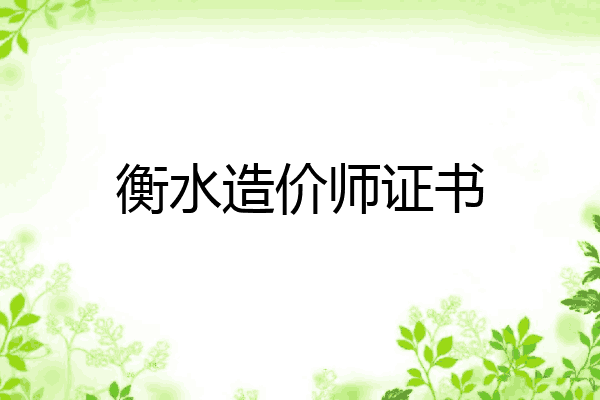 衡水造价师证书