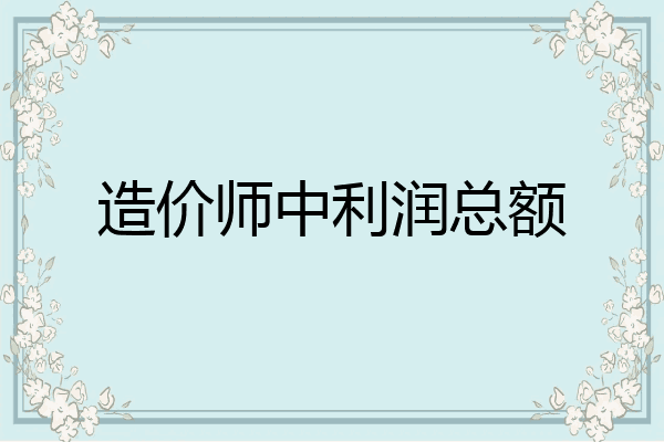 造价师中利润总额