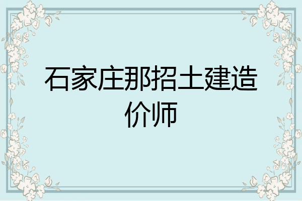 石家庄那招土建造价师
