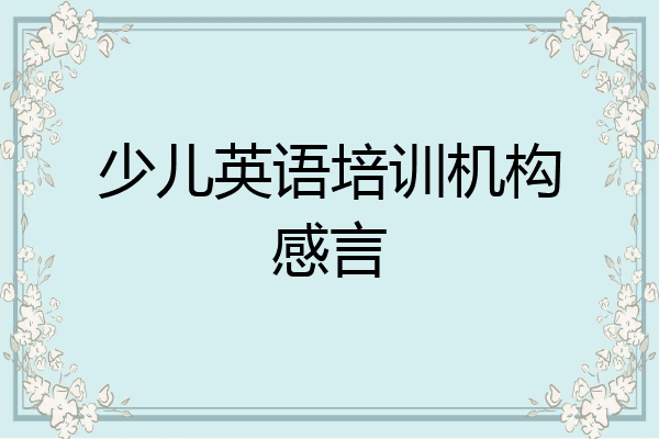 少儿英语培训机构感言
