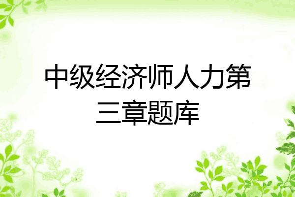中级经济师人力第三章题库