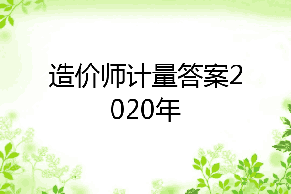 造价师计量答案2020年