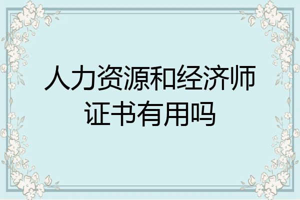 人力资源和经济师证书有用吗