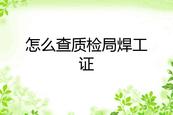 怎么查质检局焊工证