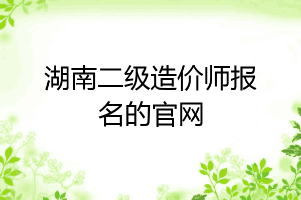 湖南二级造价师报名的官网
