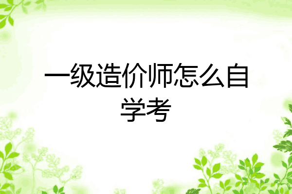 一级造价师怎么自学考