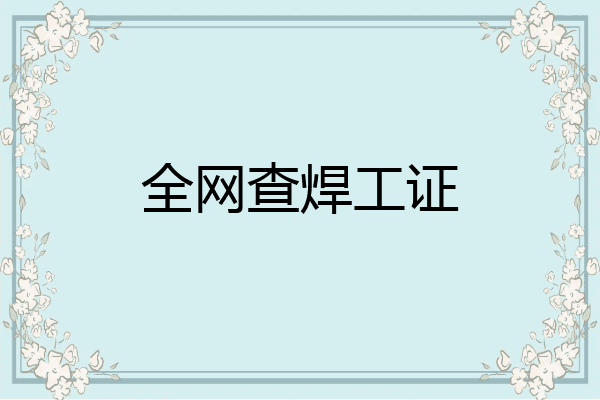 全网查焊工证