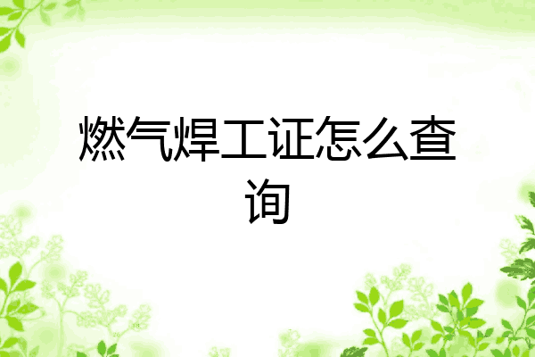 燃气焊工证怎么查询