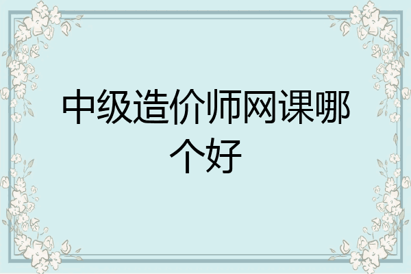 中级造价师网课哪个好