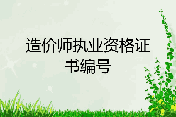 造价师执业资格证书编号