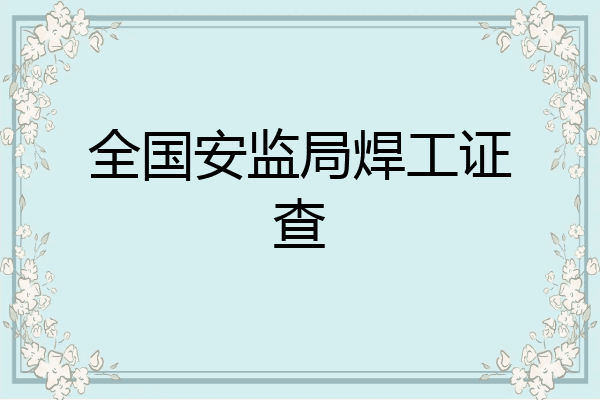 全国安监局焊工证查
