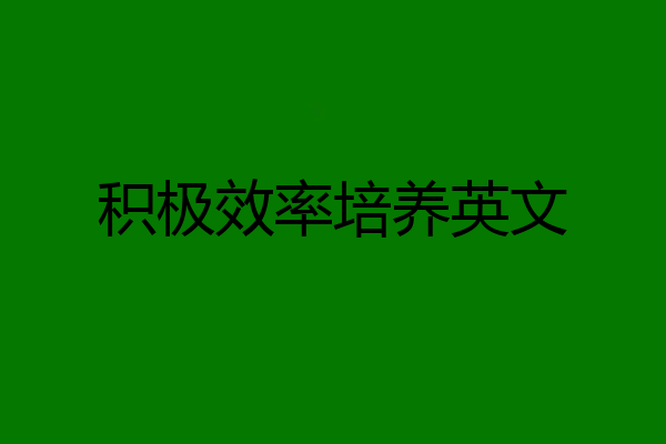 积极效率培养英文
