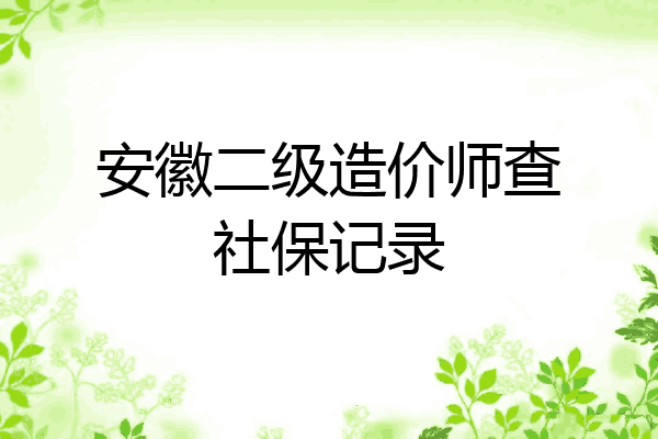 安徽二级造价师查社保记录