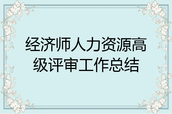 经济师人力资源高级评审工作总结