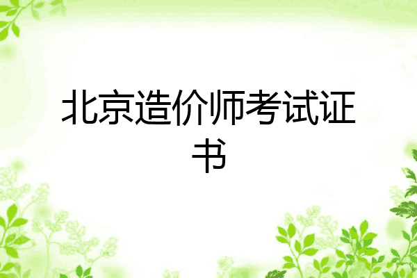 北京造价师考试证书