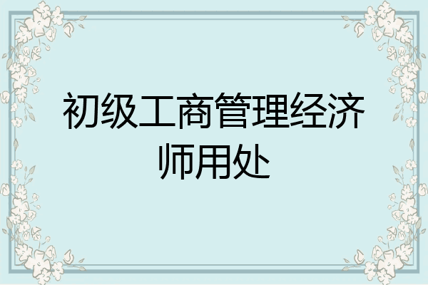 初级工商管理经济师用处