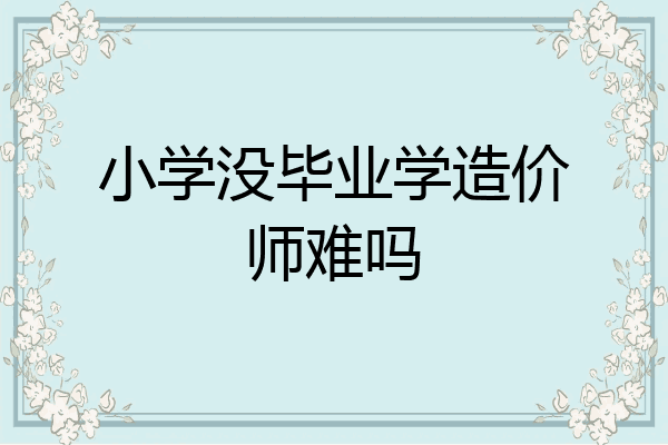 小学没毕业学造价师难吗