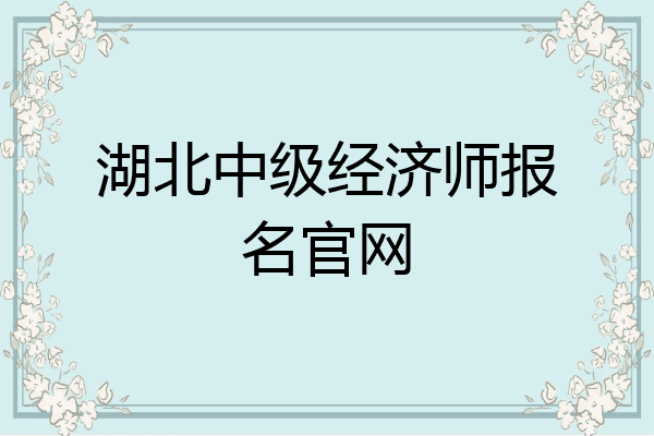 湖北中级经济师报名官网