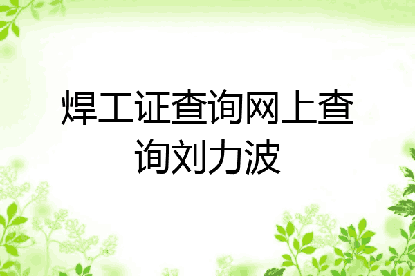 焊工证查询网上查询刘力波