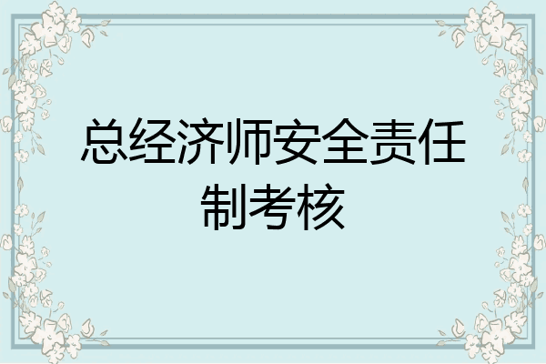 总经济师安全责任制考核