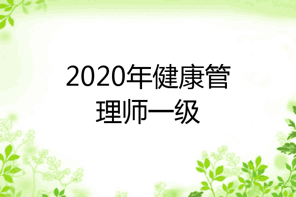 2020年健康管理师一级