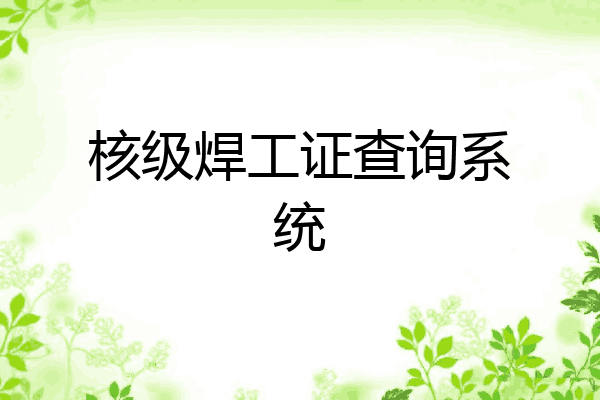 核级焊工证查询系统