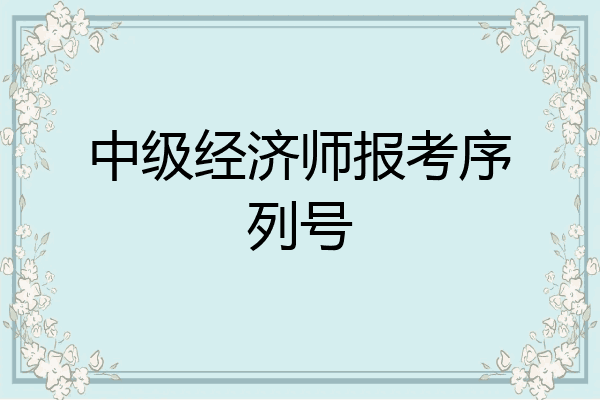 中级经济师报考序列号