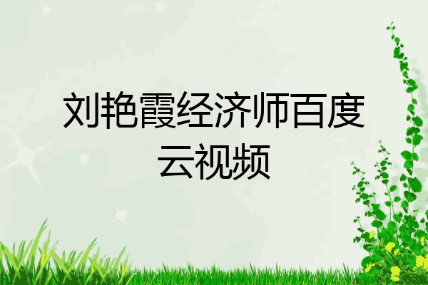 刘艳霞经济师百度云视频