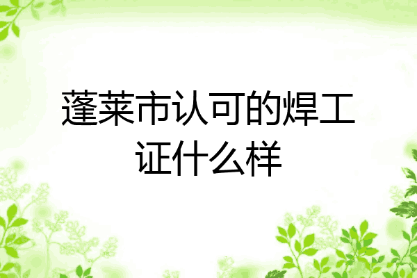蓬莱市认可的焊工证什么样