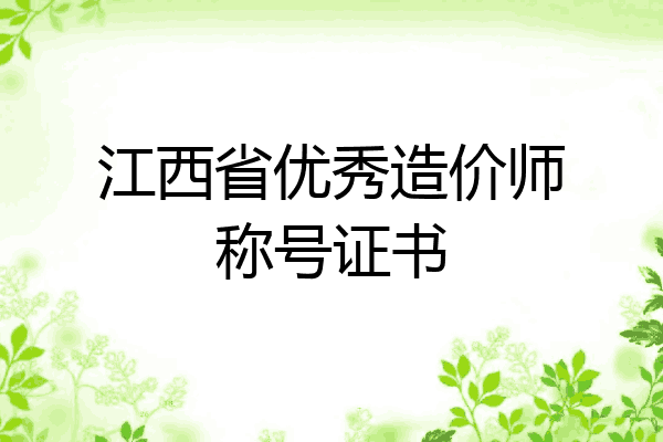 江西省优秀造价师称号证书