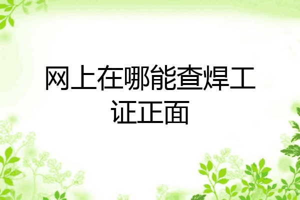 网上在哪能查焊工证正面