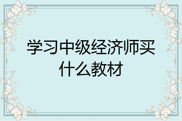学习中级经济师买什么教材